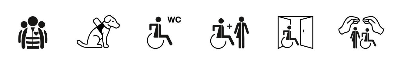 Barrierefreiheit während des ganzen Festivals Awareness Team vor Ort, Assistenzhunde willkommen, Barrierefreie Toilette, Begleitperson frei, Zugänglich mit Rollstuhl, Sensible Umgebung